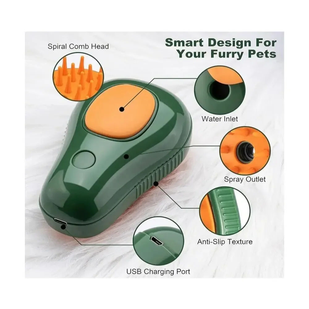 3-In-1 Steam Brush for Cat and Dog Deshedding Portable Pet Hair Removal Tool New